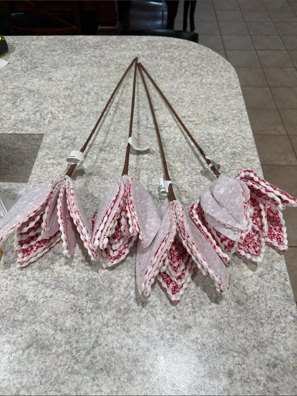 Kirklands Set of 4 Red White Poinsettia Christmas Picks